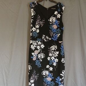 Banana Republic Black and Blue Floral Midi Dress